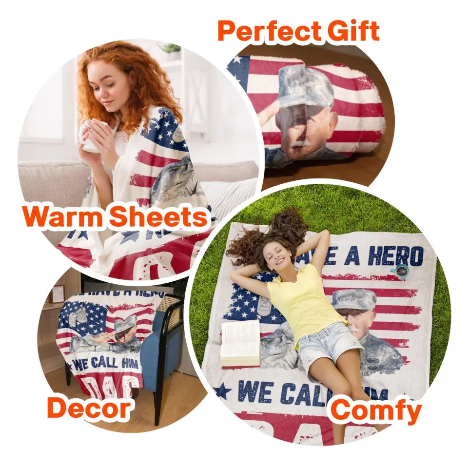 We Have A Hero We Call Him Dad Veterans Day – personalisierte Fotodecke