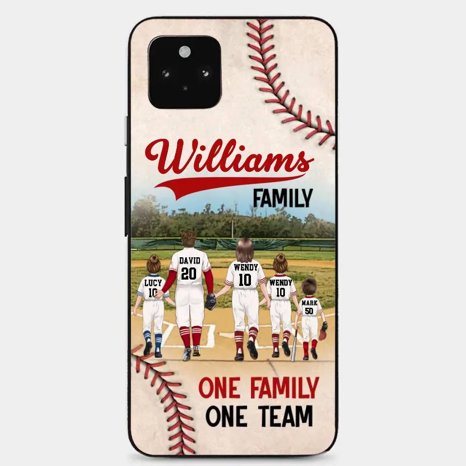 Personalisierte Baseball-Familien-Handyhülle – bis zu 3 Kinder – Geschenkidee zum Valentinstag/Geburtstag/Jahrestag/Muttertagsgeschenk für Ehefrau vom Ehemann – eine Familie, ein Team – Hülle für iPhone/Samsung