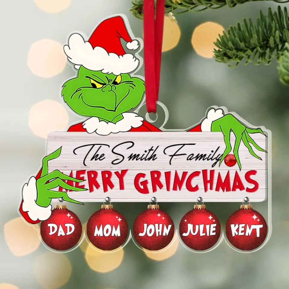 Familienpersonalisiertes Acryl-Ornament in individueller Form – Geschenk für Familie – Weihnachtsgeschenk