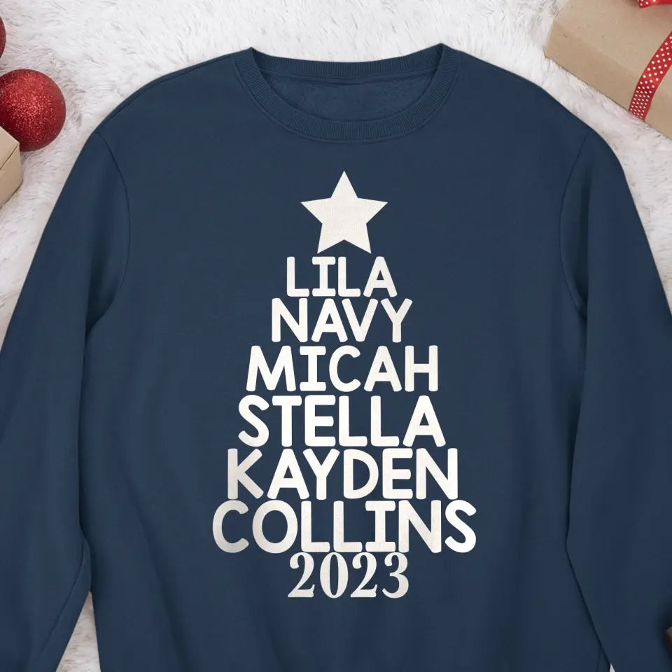Unser Familien-Weihnachtsbaum 2023 – personalisiertes Sweatshirt