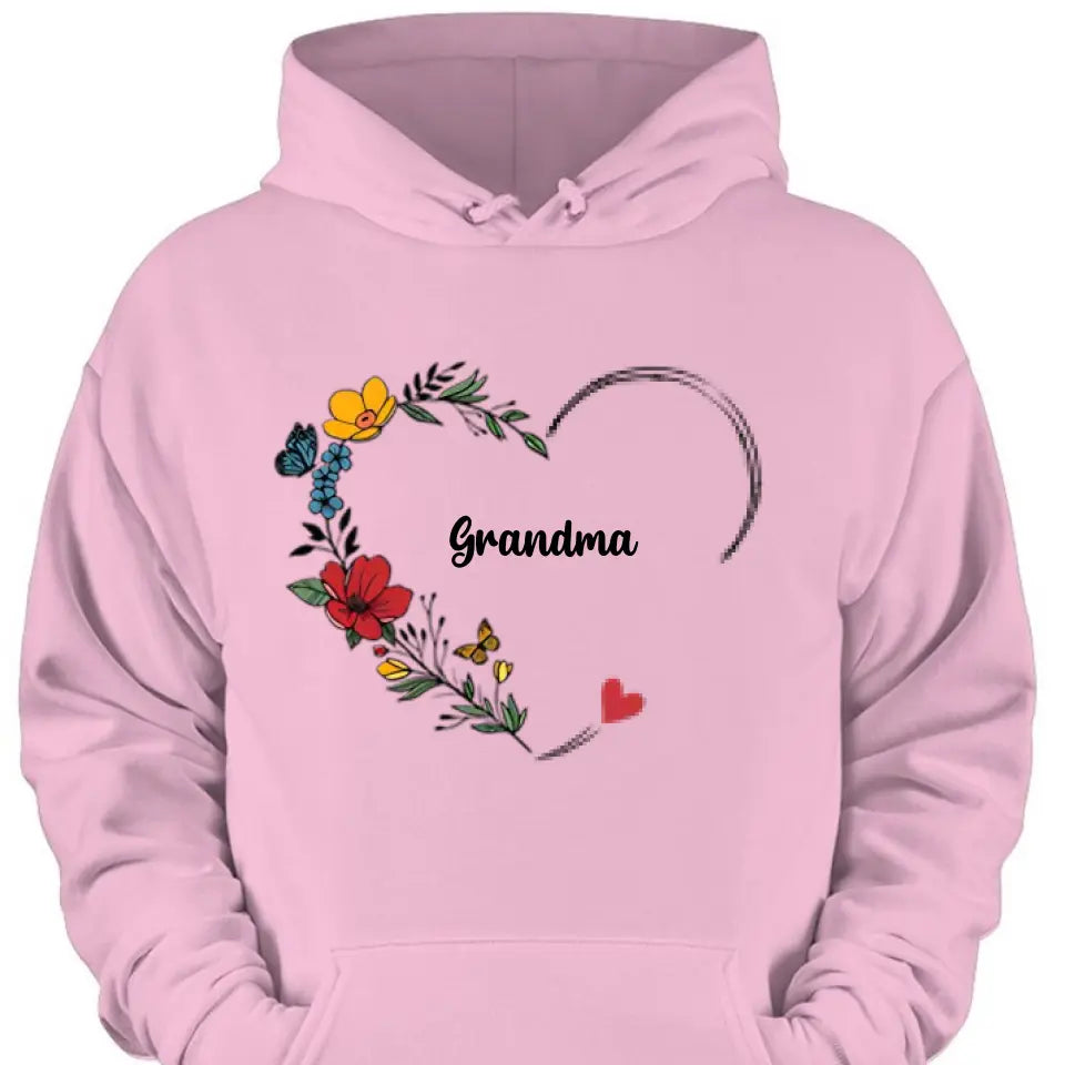 Bunte Blumen Oma Nana Mimi Abuela mit Enkelnamen personalisiertes Sweatshirt für den Muttertag