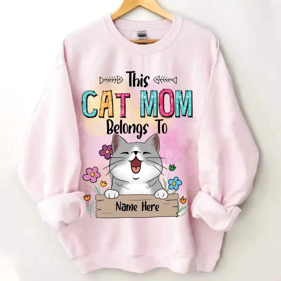 This Cat Mom Belongs To Chubby Laughing Cats - Personalized Cat T-shirt