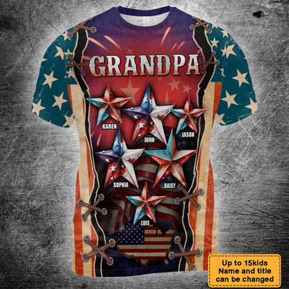 Personalized Gift For Grandpa Papa Independence Day All-over Print T Shirt