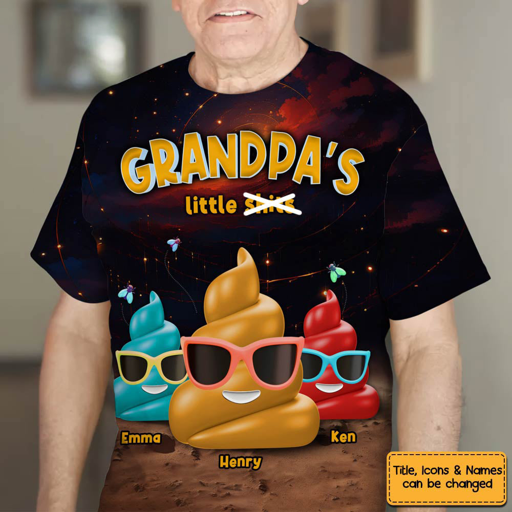 Personalized Gift For Grandpa Funny Little Sh*t All-over Print T Shirt - Hoodie - Sweatshirt