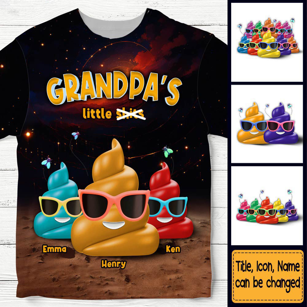 Personalized Gift For Grandpa Funny Little Sh*t All-over Print T Shirt - Hoodie - Sweatshirt