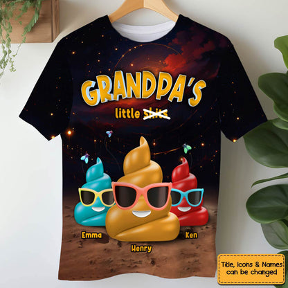 Personalized Gift For Grandpa Funny Little Sh*t All-over Print T Shirt - Hoodie - Sweatshirt
