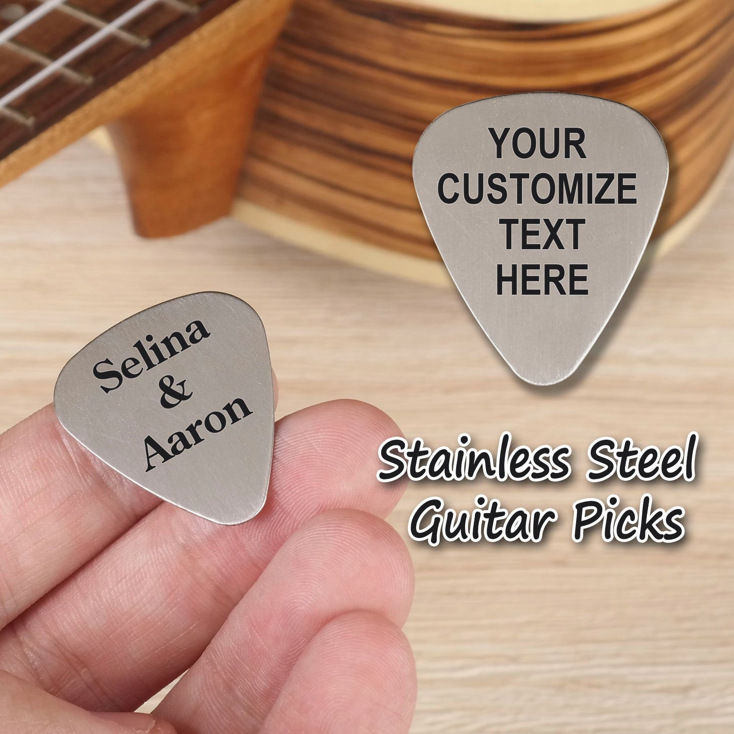Personalized Metal Guitar Capo, Guitar Pick, Custom Message, Valentines Gift, Birthday Gift, Christmas Gift for Guitarists, Musician Gift
