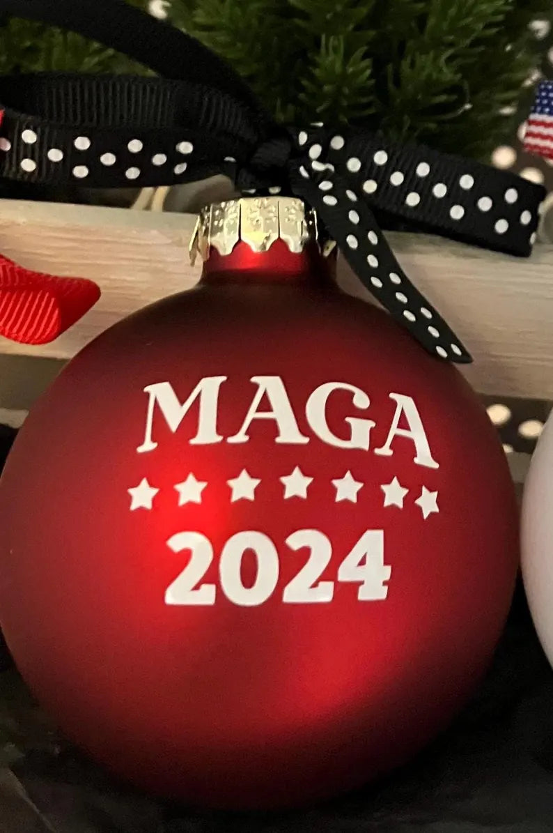MAGA Trump 2024 Ornament, Patriotic, Donald Trump Keepsake Ornaments for Christmas
