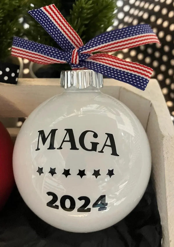 MAGA Trump 2024 Ornament, Patriotic, Donald Trump Keepsake Ornaments for Christmas