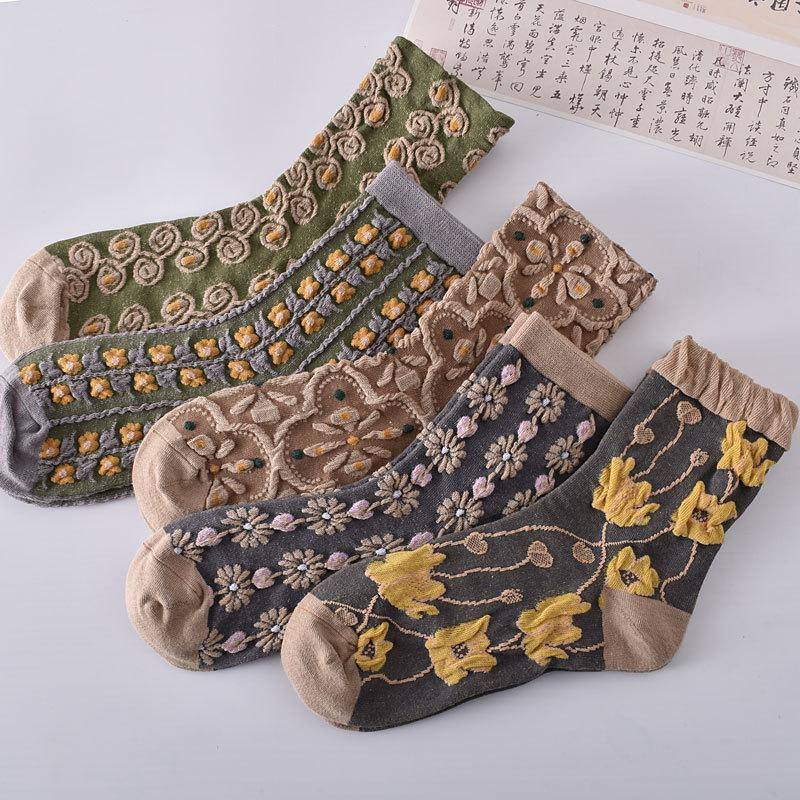 5 Pairs Womens Floral Socks