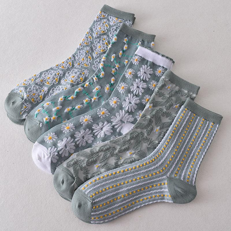 5 Pairs Womens Floral Socks