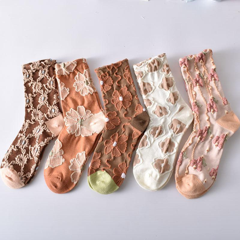 5 Pairs Womens Floral Socks