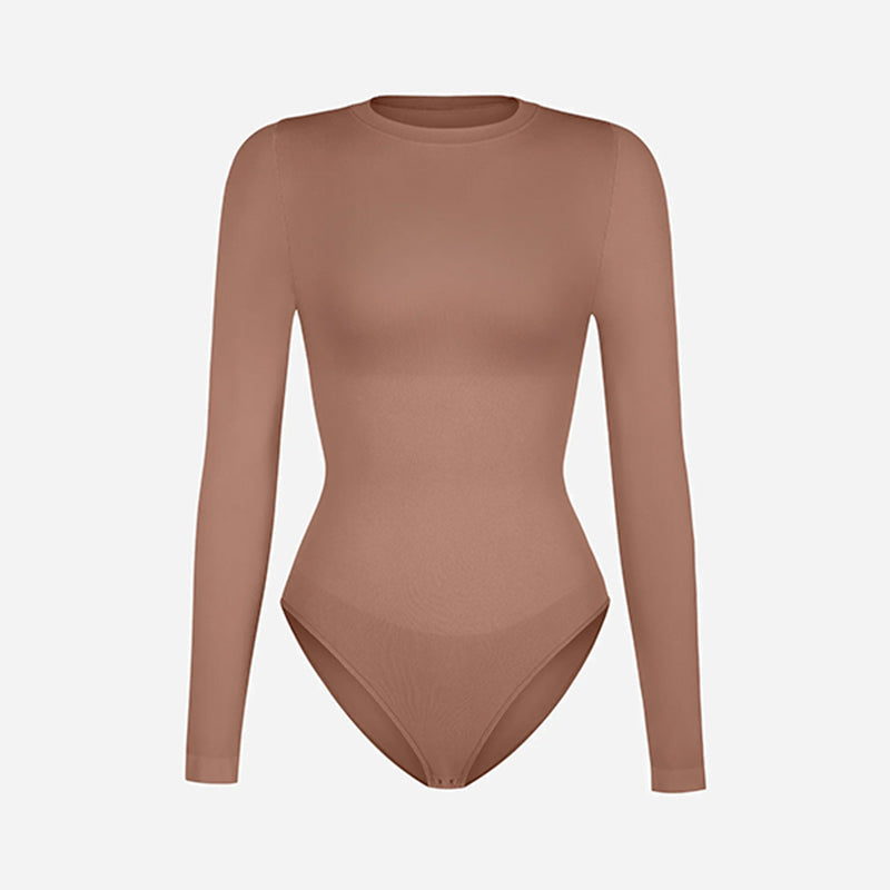 Seamless long-sleeve bodysuit for outerwear