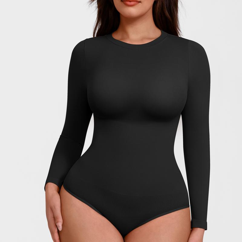 Seamless long-sleeve bodysuit for outerwear