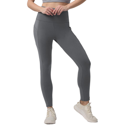 High Waisted Warm Wool Lined Tight Pants With Pockets