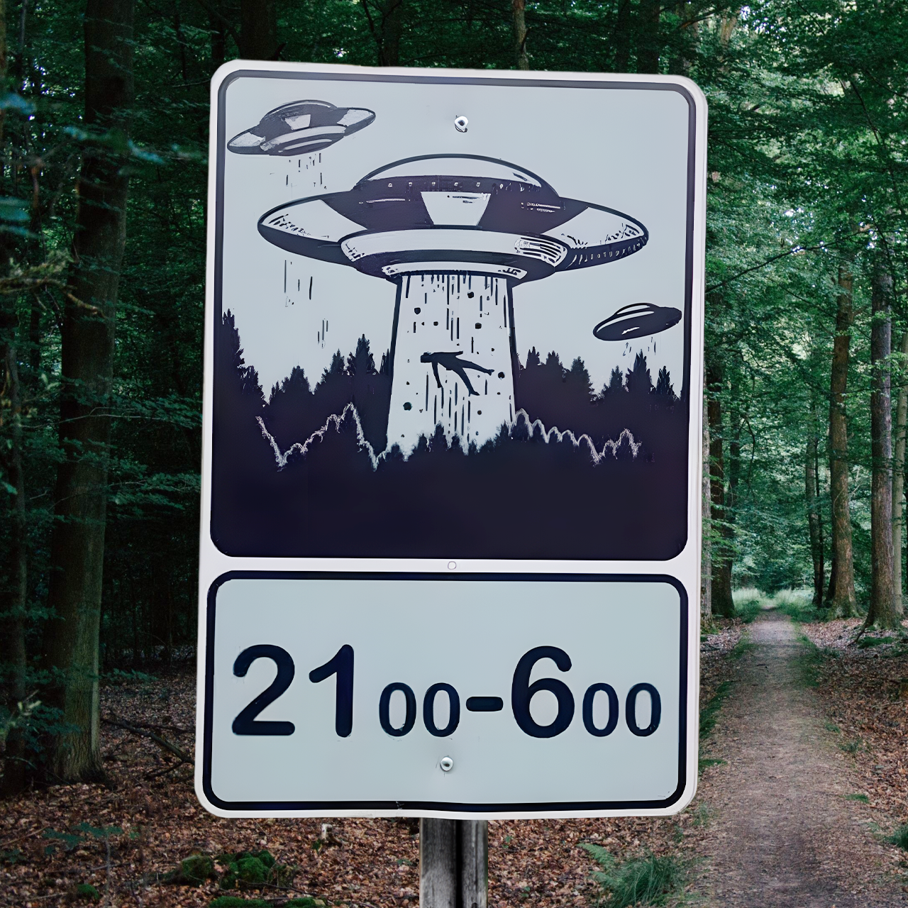 Extraterrestrial Encounter Outdoor Metal Sign - Unique Alien Themed Yard Decor