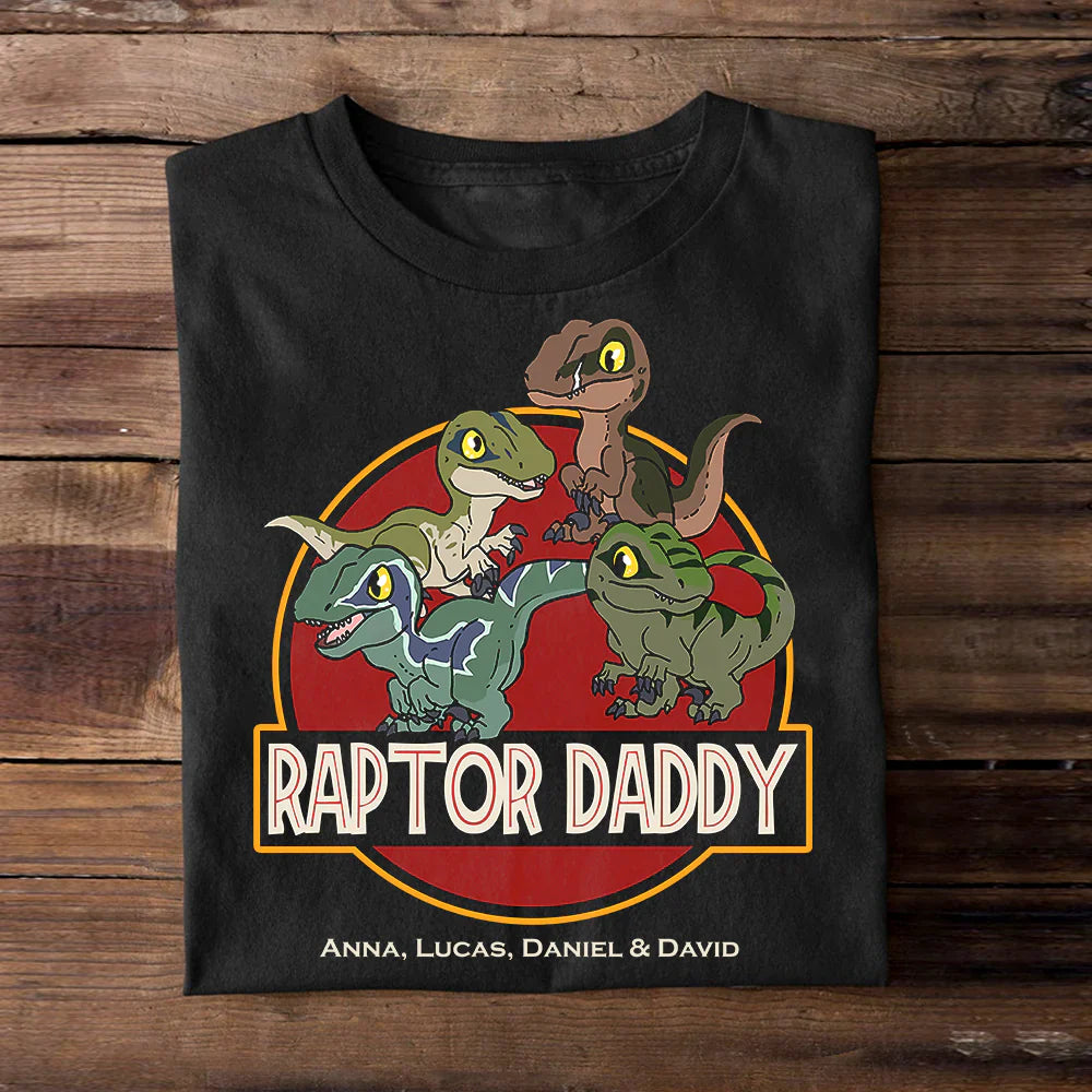 Raptor Daddy Custom T-Shirt -  Personalized Dino Dad Gift