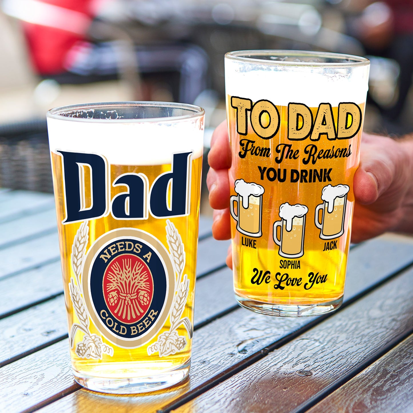 Dad's Custom Beer Glass - Personalize with Fun Designs and Names