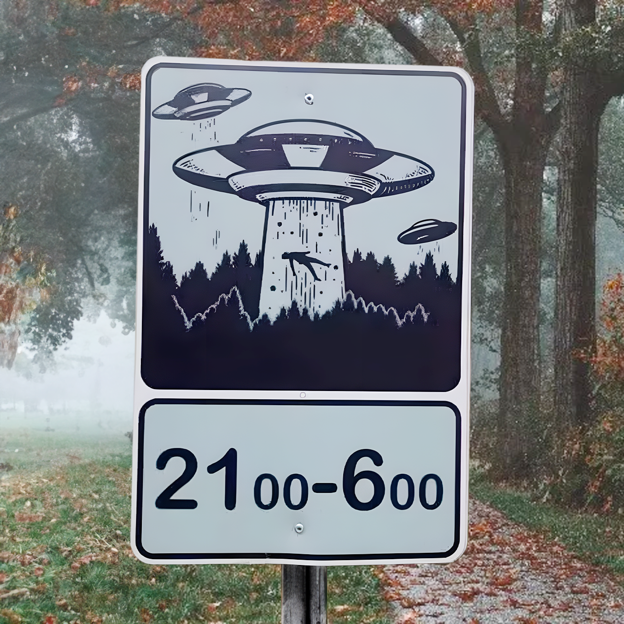 Extraterrestrial Encounter Outdoor Metal Sign - Unique Alien Themed Yard Decor