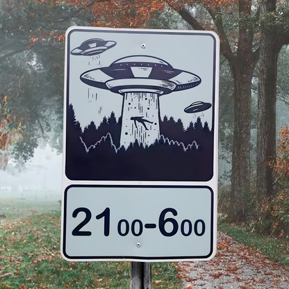 Extraterrestrial Encounter Outdoor Metal Sign - Unique Alien Themed Yard Decor