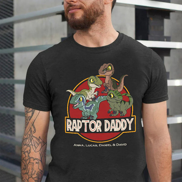 Raptor Daddy Custom T-Shirt -  Personalized Dino Dad Gift