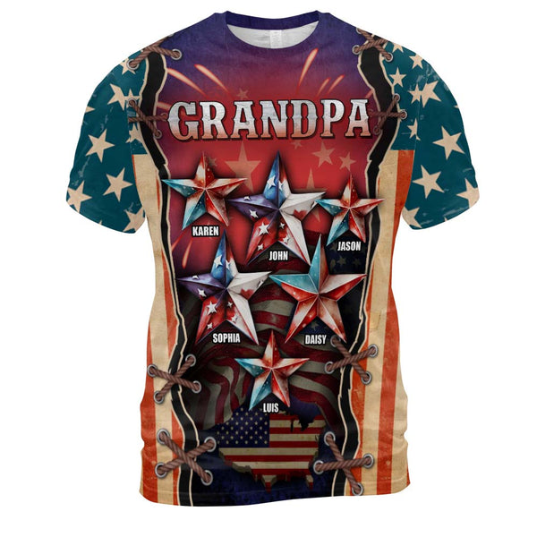 Personalized Gift For Grandpa Papa Independence Day All-over Print T Shirt