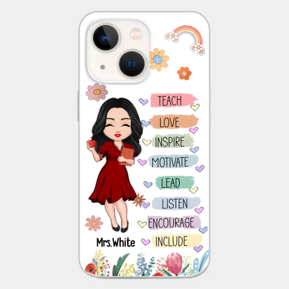 Teacher Floral Rainbow Personalized Phone case Teacher Appreciation Thank