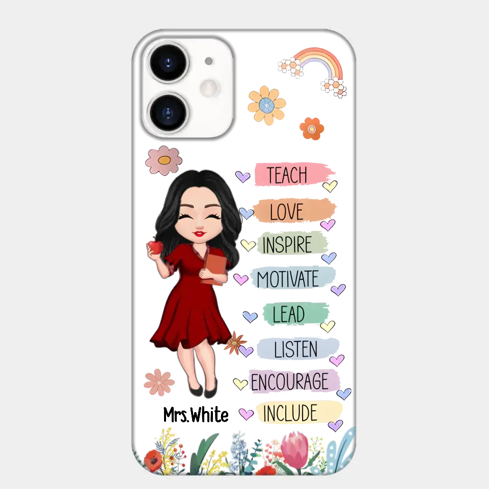 Teacher Floral Rainbow Personalized Phone case Teacher Appreciation Thank