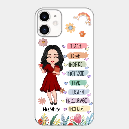 Teacher Floral Rainbow Personalized Phone case Teacher Appreciation Thank