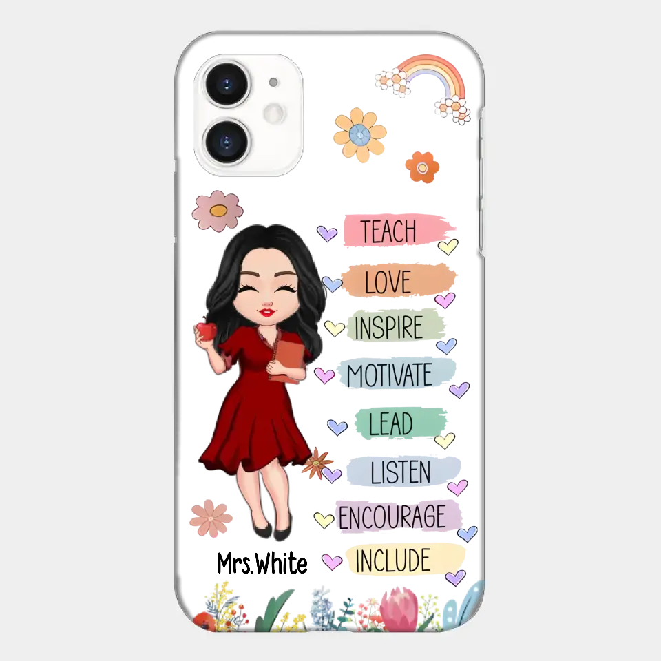 Teacher Floral Rainbow Personalized Phone case Teacher Appreciation Thank