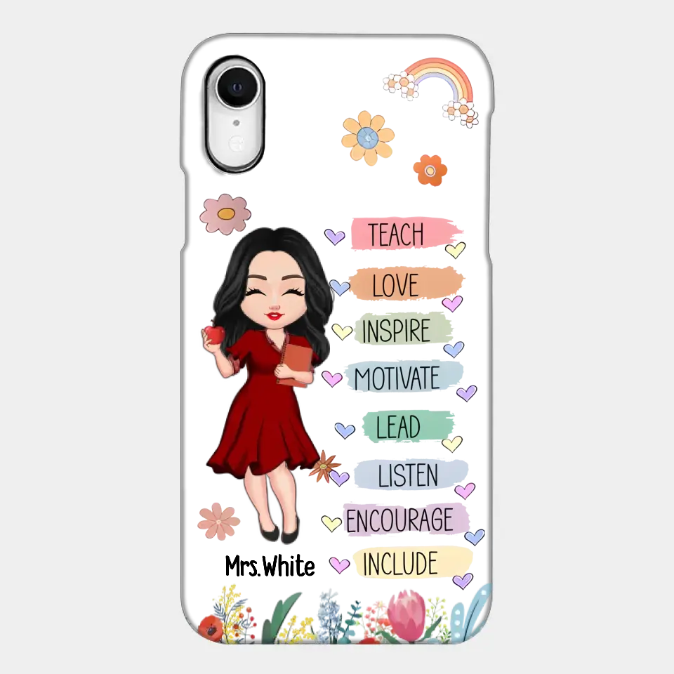 Teacher Floral Rainbow Personalized Phone case Teacher Appreciation Thank