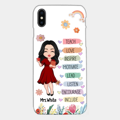Teacher Floral Rainbow Personalized Phone case Teacher Appreciation Thank