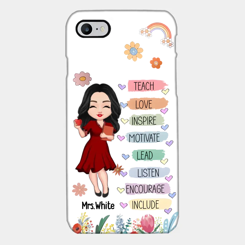 Teacher Floral Rainbow Personalized Phone case Teacher Appreciation Thank