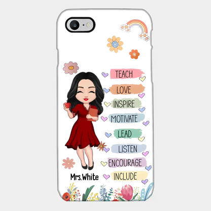 Teacher Floral Rainbow Personalized Phone case Teacher Appreciation Thank