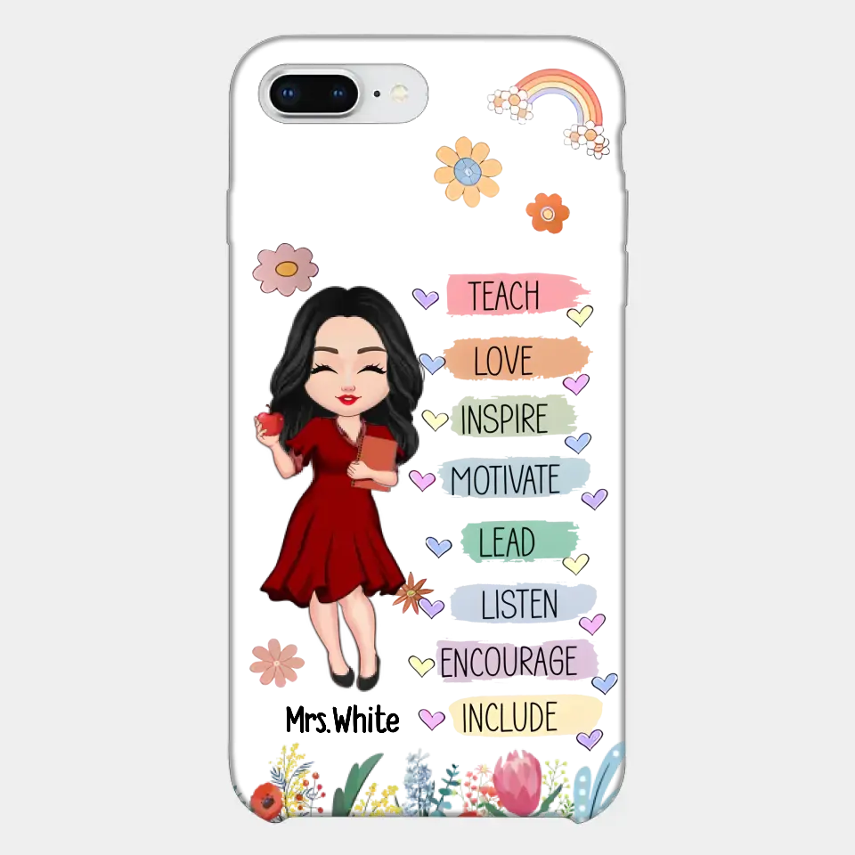 Teacher Floral Rainbow Personalized Phone case Teacher Appreciation Thank