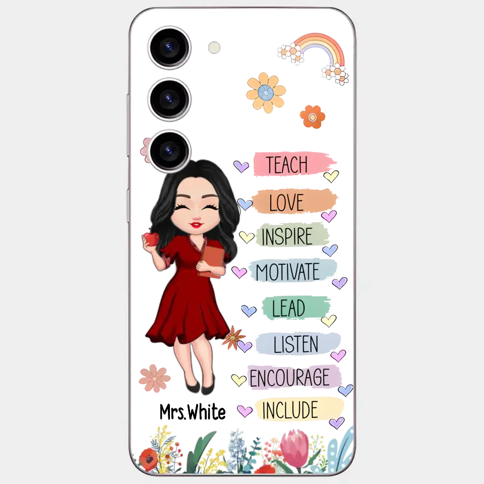 Teacher Floral Rainbow Personalized Phone case Teacher Appreciation Thank