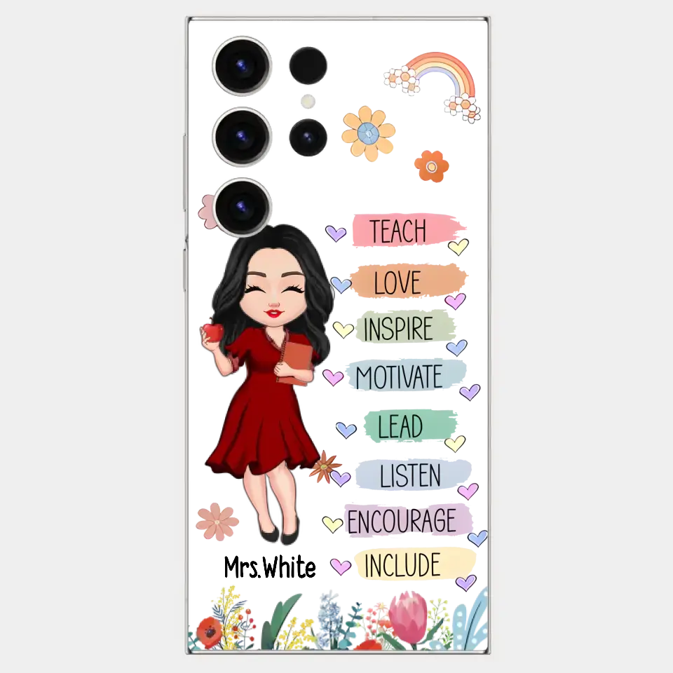 Teacher Floral Rainbow Personalized Phone case Teacher Appreciation Thank