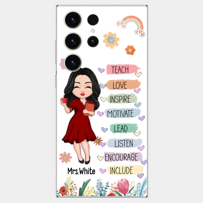 Teacher Floral Rainbow Personalized Phone case Teacher Appreciation Thank