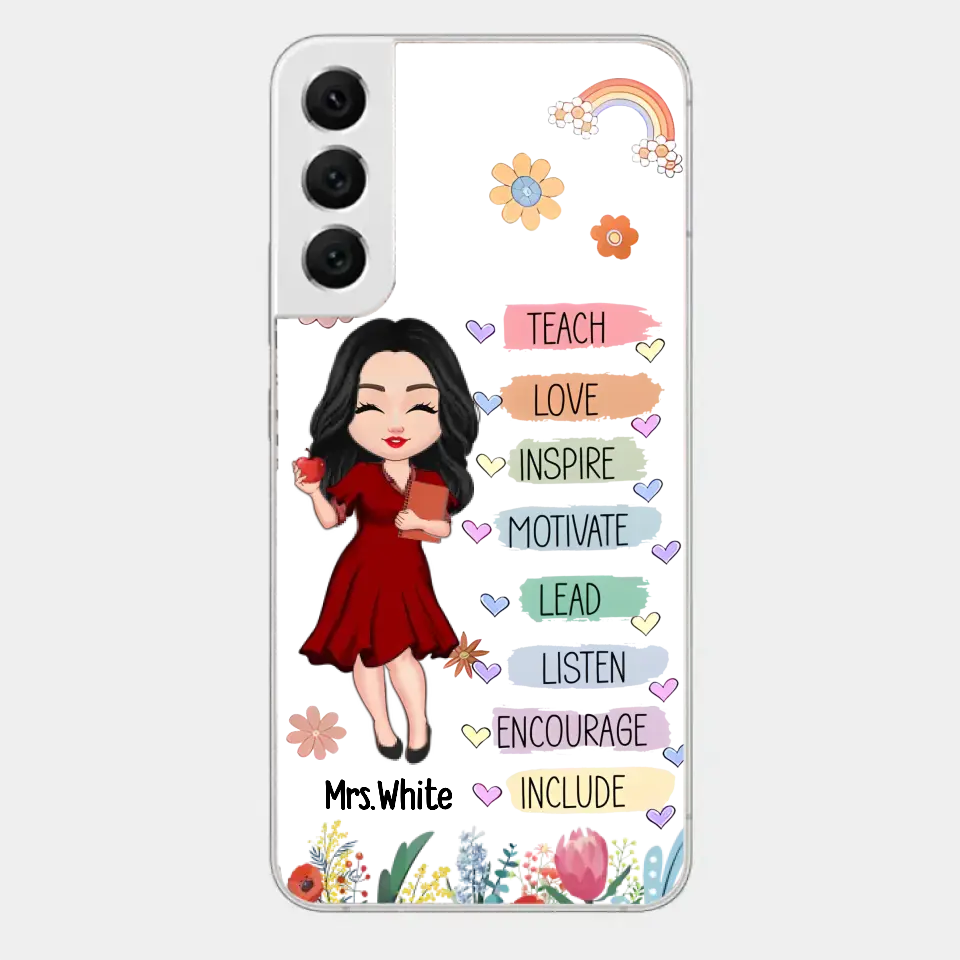 Teacher Floral Rainbow Personalized Phone case Teacher Appreciation Thank