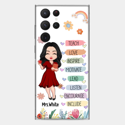 Teacher Floral Rainbow Personalized Phone case Teacher Appreciation Thank