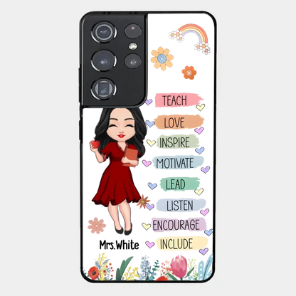 Teacher Floral Rainbow Personalized Phone case Teacher Appreciation Thank