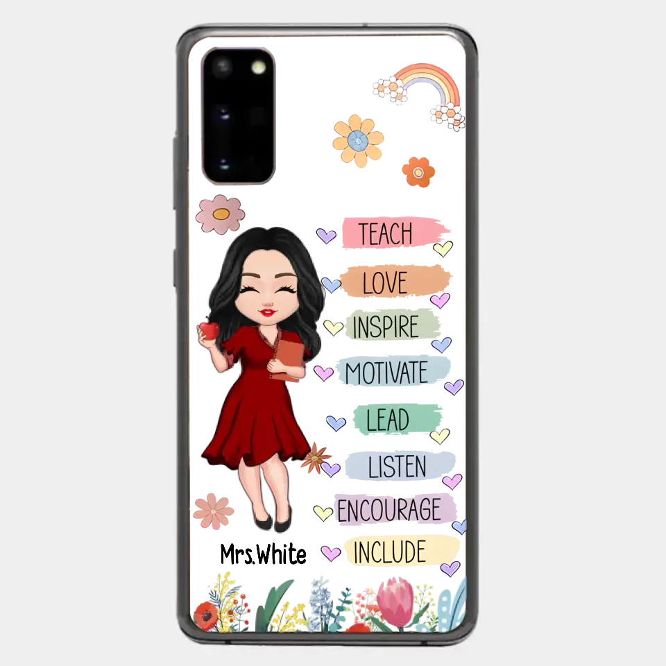 Teacher Floral Rainbow Personalized Phone case Teacher Appreciation Thank