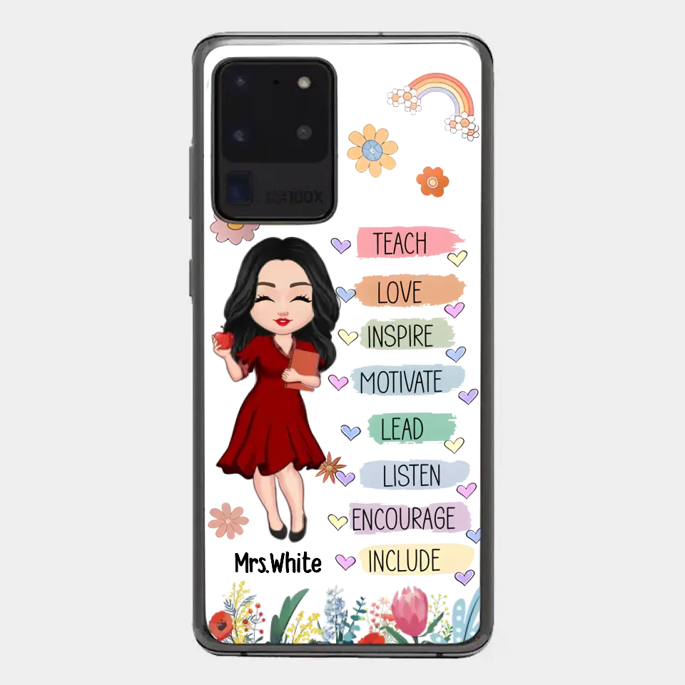 Teacher Floral Rainbow Personalized Phone case Teacher Appreciation Thank