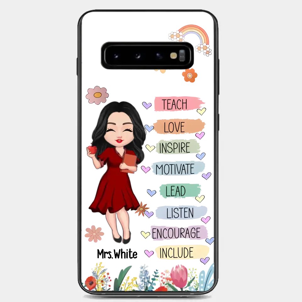 Teacher Floral Rainbow Personalized Phone case Teacher Appreciation Thank