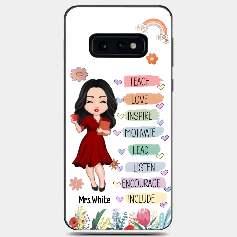 Teacher Floral Rainbow Personalized Phone case Teacher Appreciation Thank