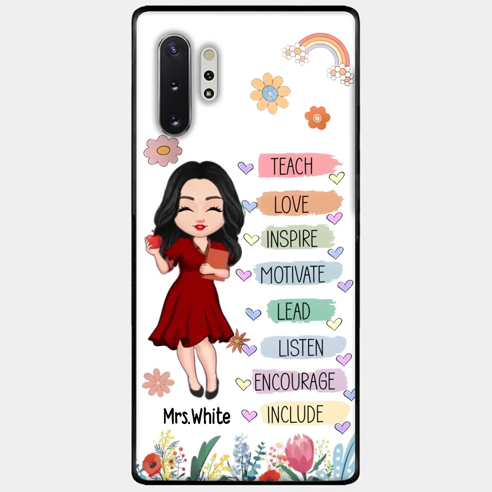 Teacher Floral Rainbow Personalized Phone case Teacher Appreciation Thank