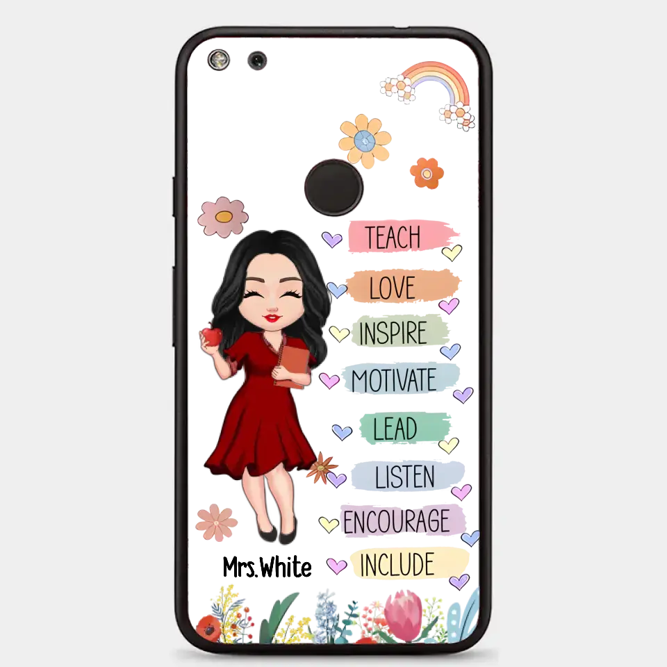 Teacher Floral Rainbow Personalized Phone case Teacher Appreciation Thank