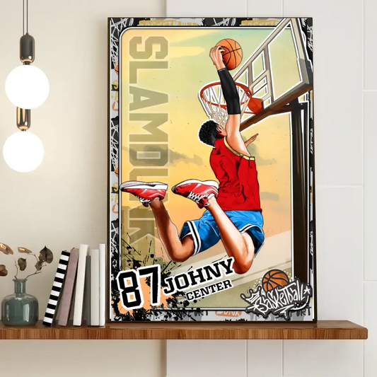 Personalisiertes Basketball-Poster, Leinwand, Vintage-Stil, Sportgeschenke für Sohn, Geschenke für Basketball-Sohn, Basketball-Liebhaber-Geschenke