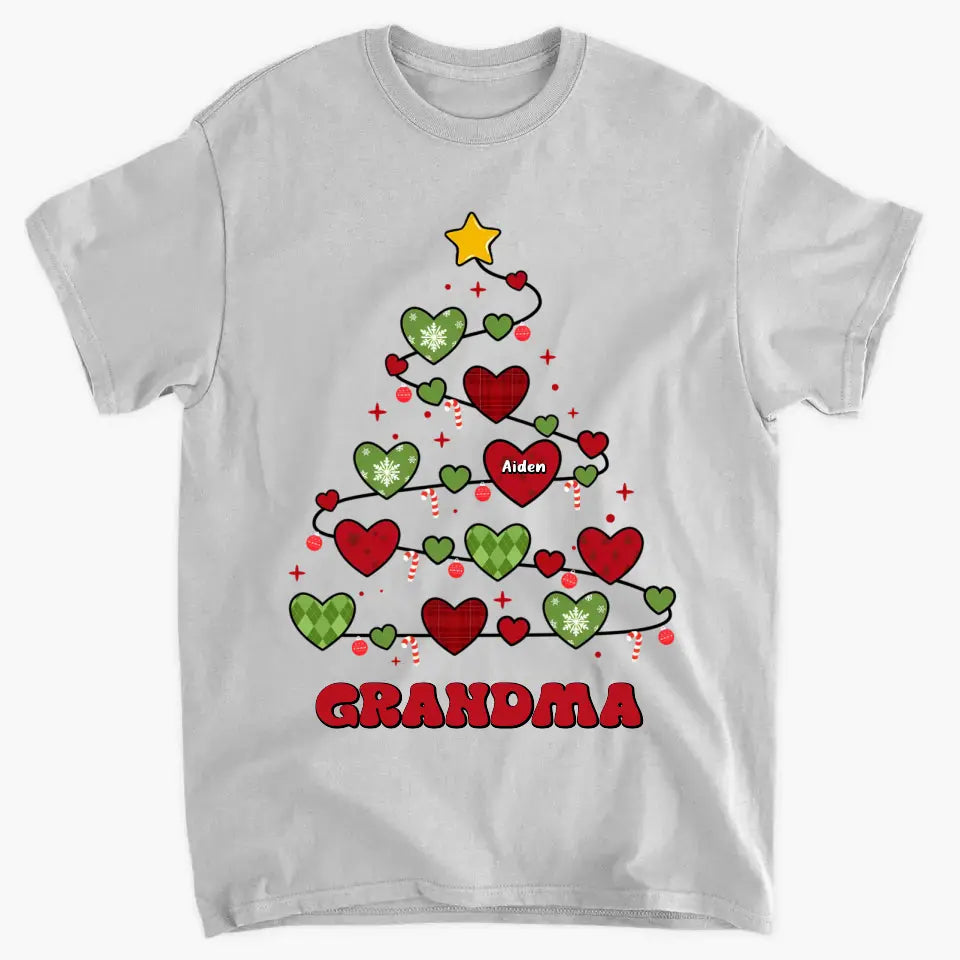 Oma Weihnachtsbaum – personalisiertes individuelles T-Shirt – Weihnachtsgeschenk für Oma, Mama, Familienmitglieder