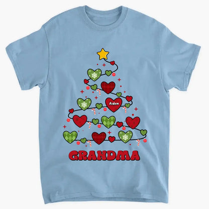 Oma Weihnachtsbaum – personalisiertes individuelles T-Shirt – Weihnachtsgeschenk für Oma, Mama, Familienmitglieder